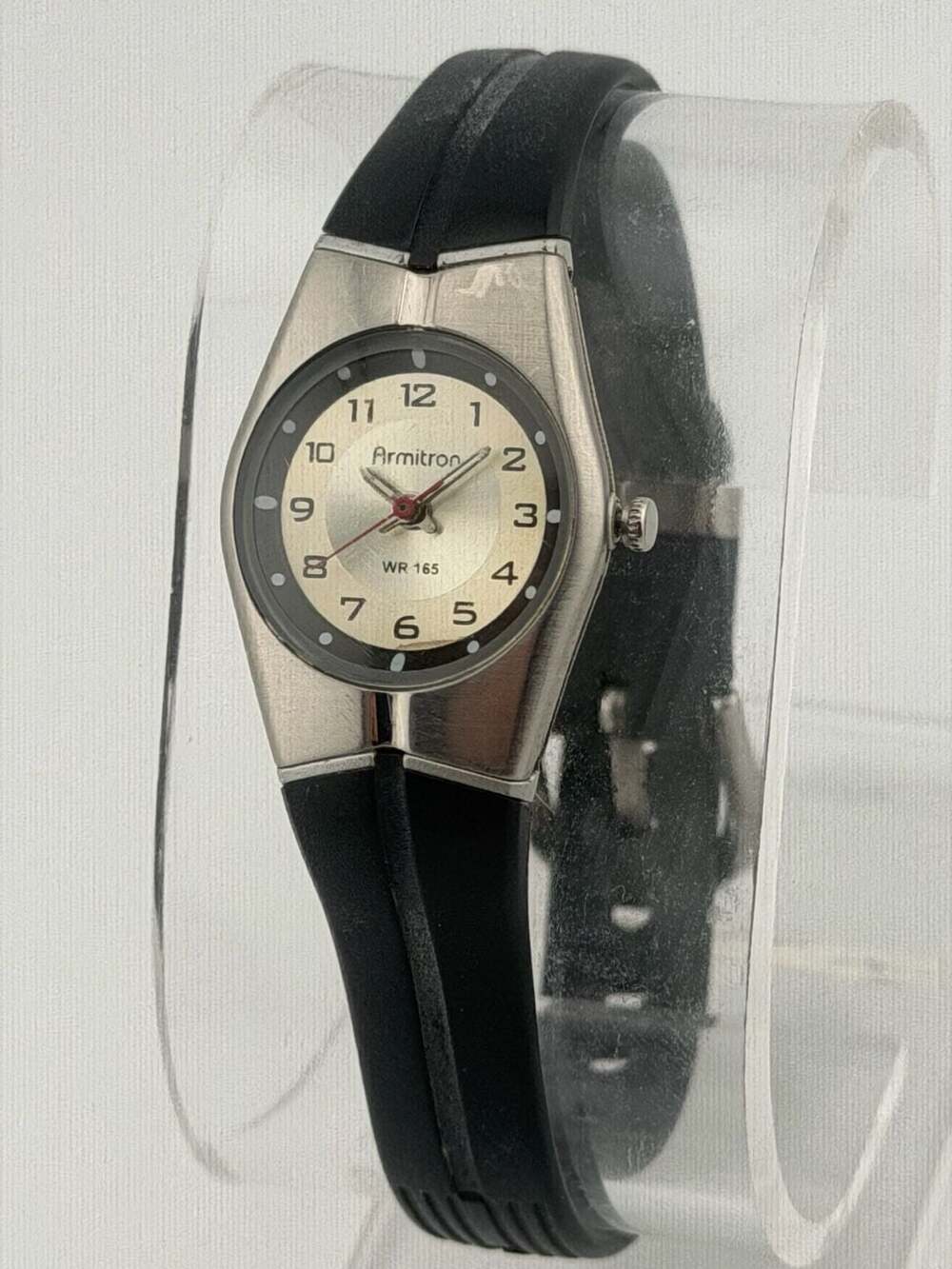 BOGO!-Armitron 25/6355 Quartz Analog Watch with Black Rubber Strap NEW BATTERY